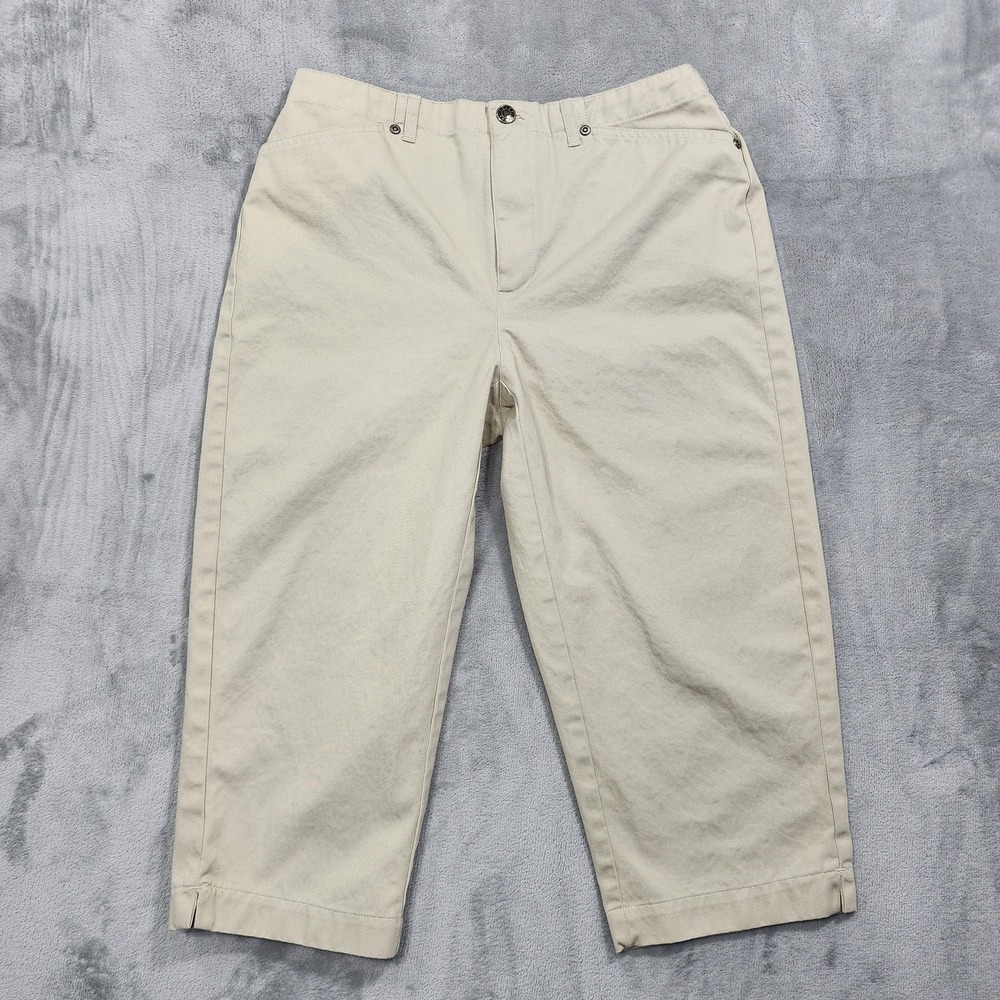 Vintage Crazy Horse Pants Womens 10P Beige‎ High Rise Capri Crop Tapered Twill